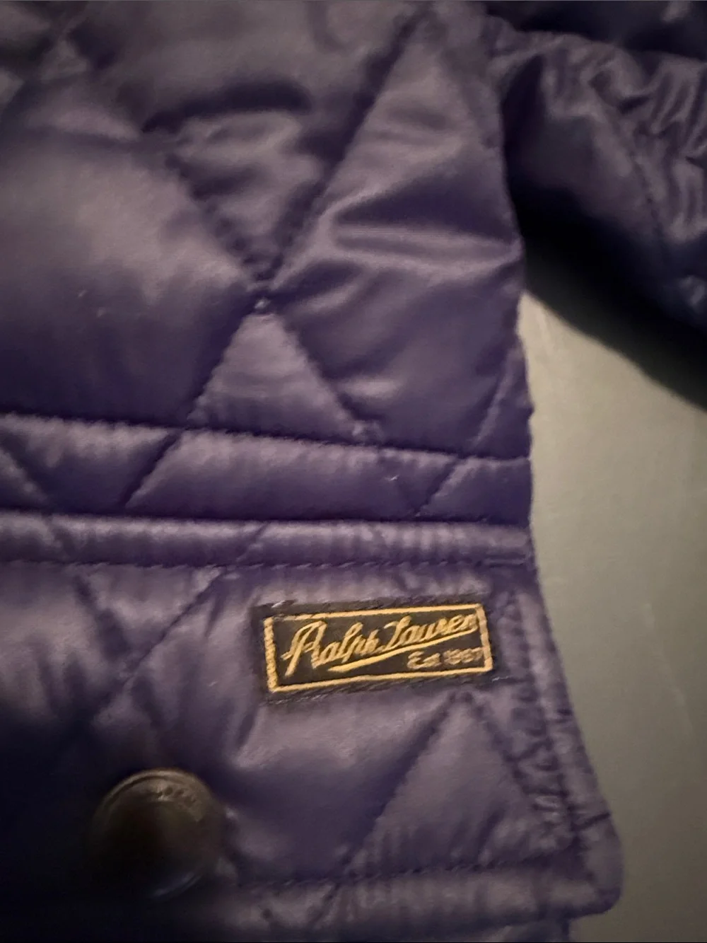 Ralph Lauren Navy Quilted Puffer Jacket with Pink Pony